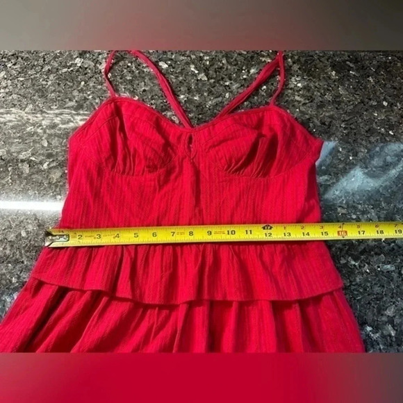 Betsey Johnson | Red Ruffle Fit & Flare Pinup Rockabilly Dress Size L Large - Picture 13 of 15